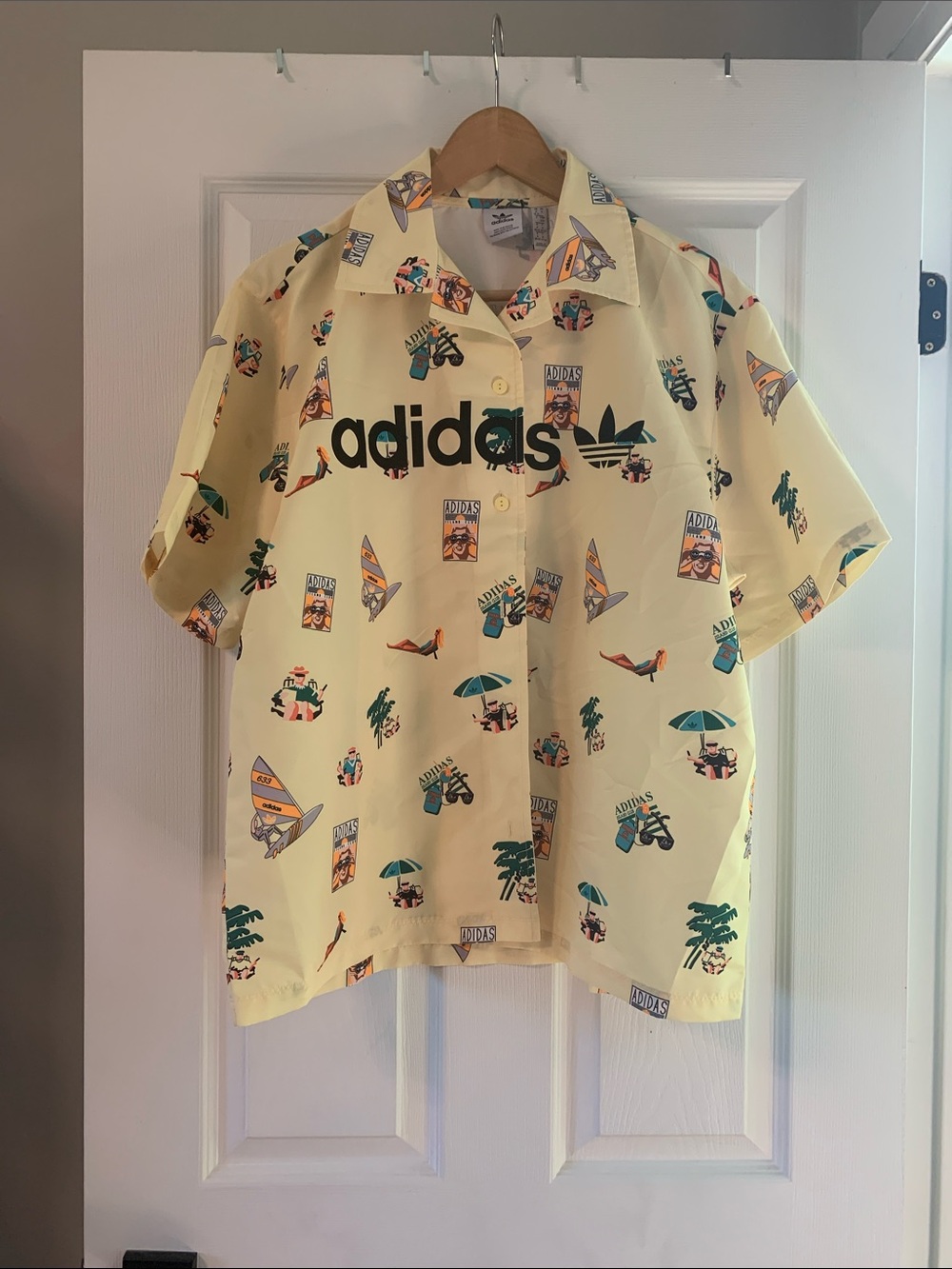 adidas Yellow Short-Sleeve Graphic Camp Shirt
